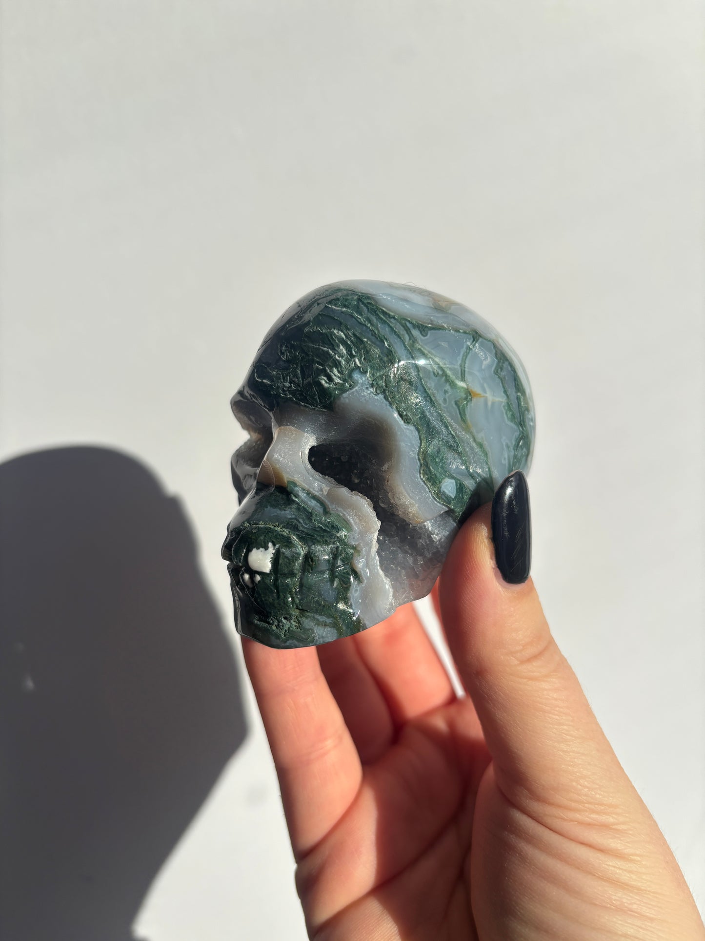 Moss Agate Skull