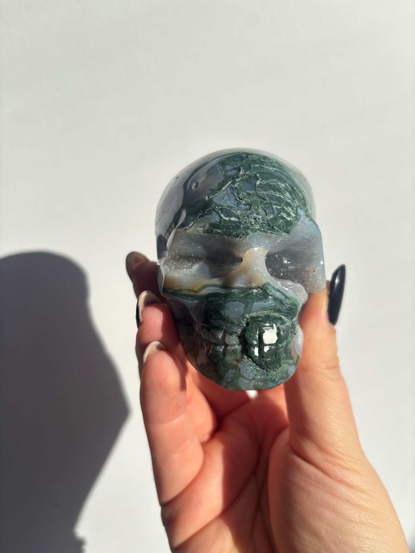 Moss Agate Skull