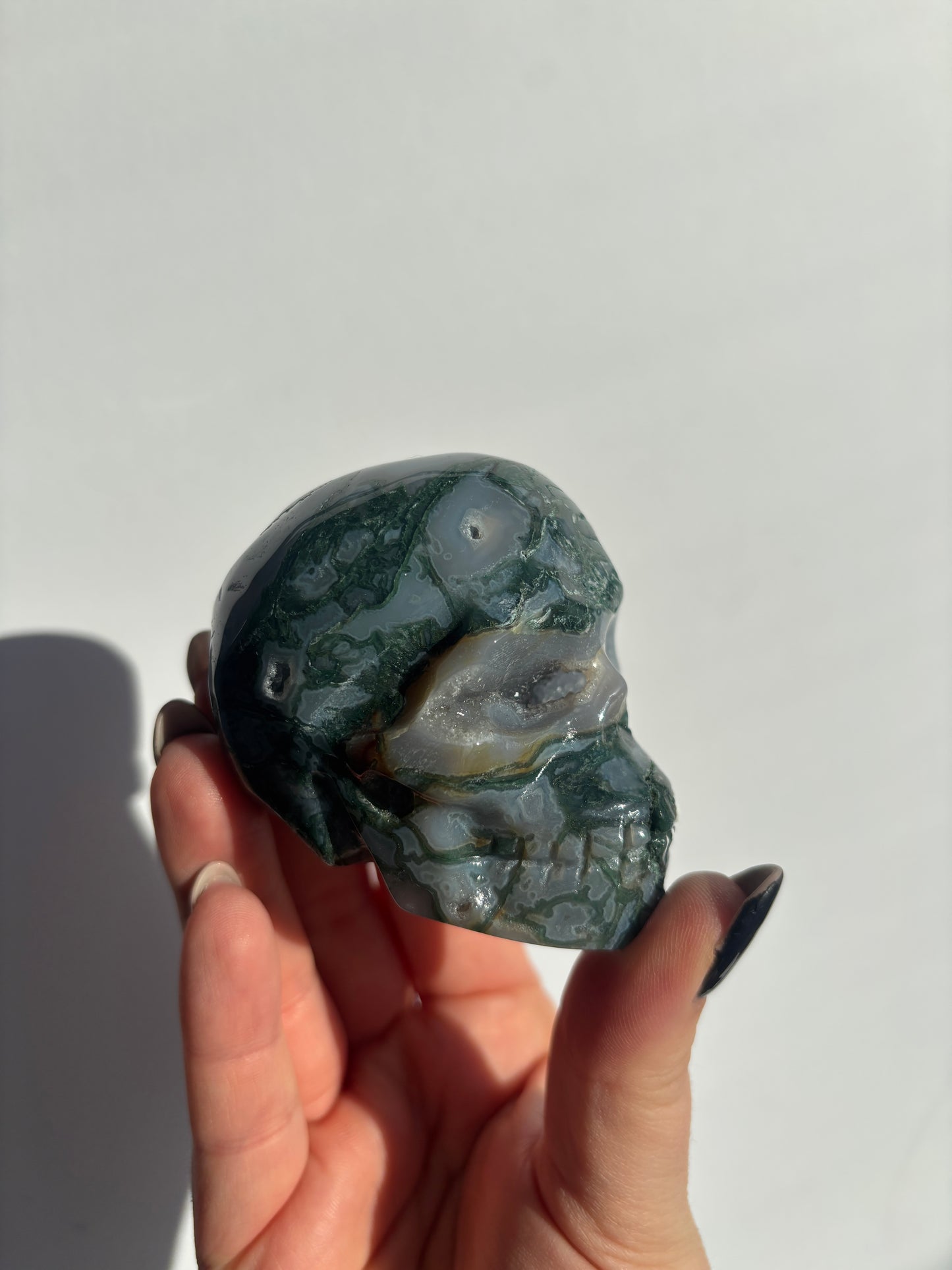 Moss Agate Skull
