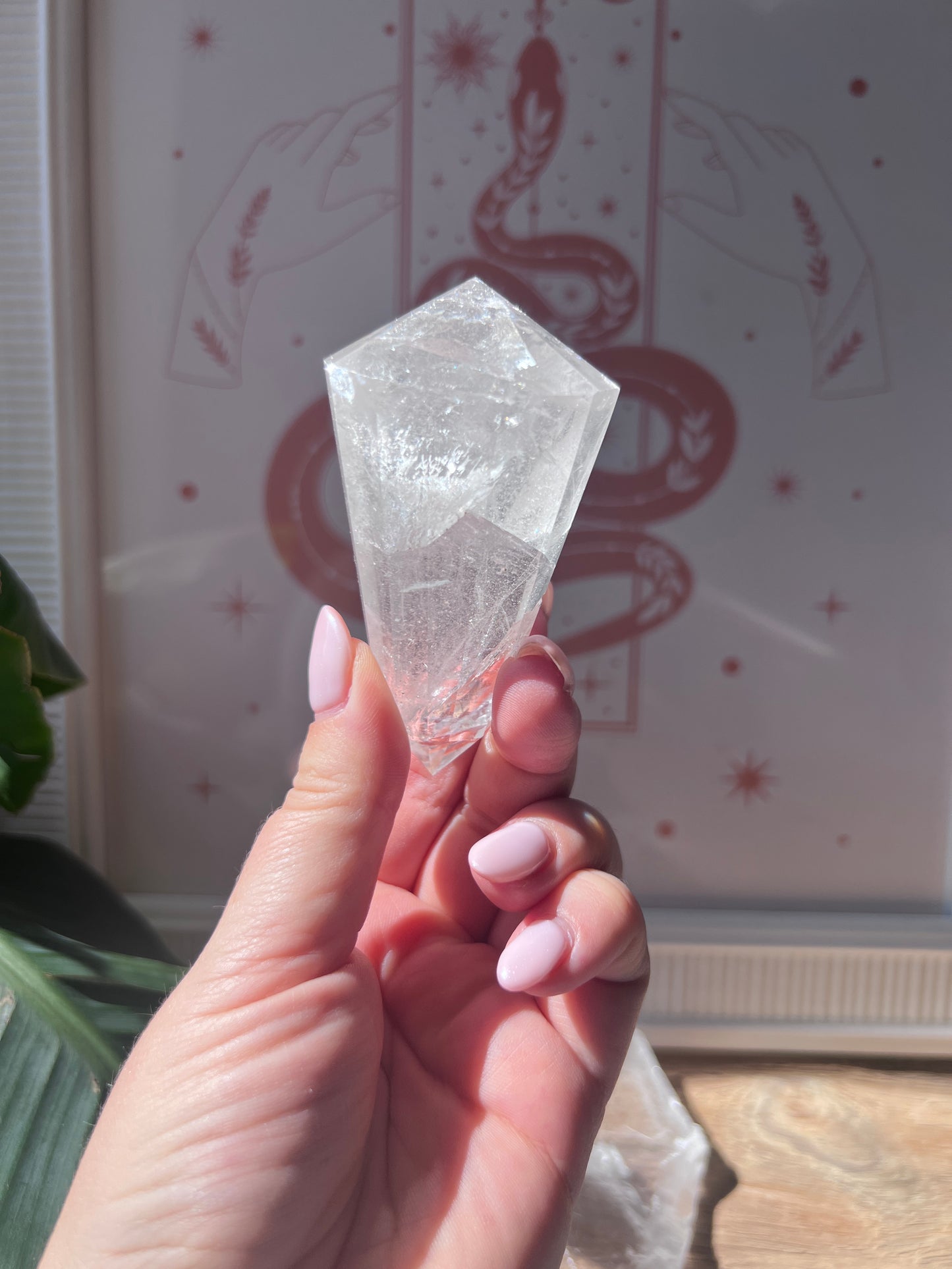 Clear Quartz Vogel with Stand