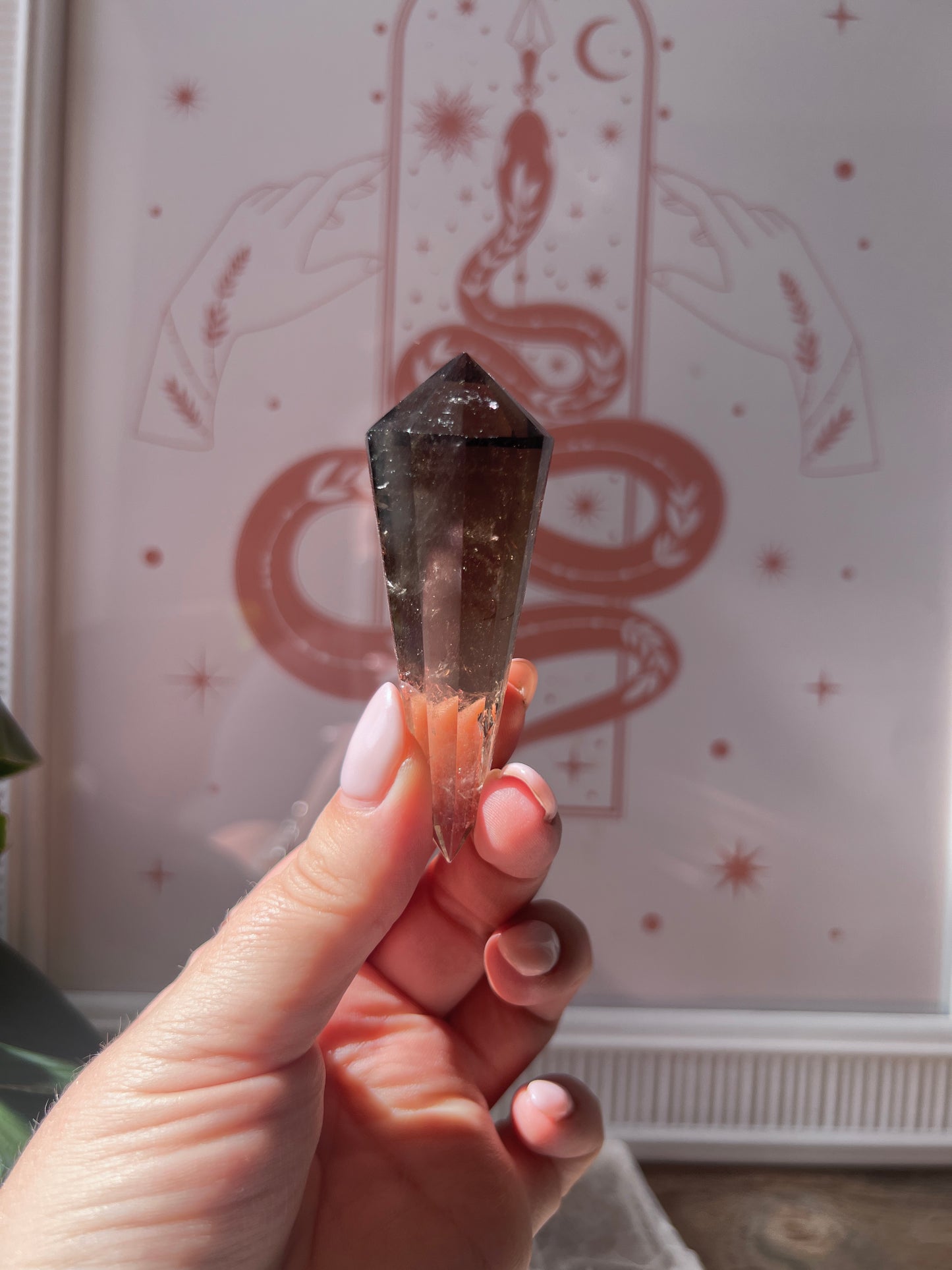 Smokey Quartz Vogel with Stand