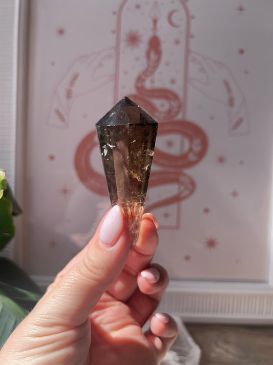 Smokey Quartz Vogel with Stand