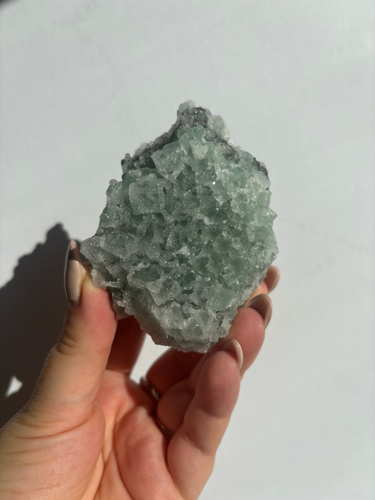 Green Sugary Cubic Fluorite Cluster