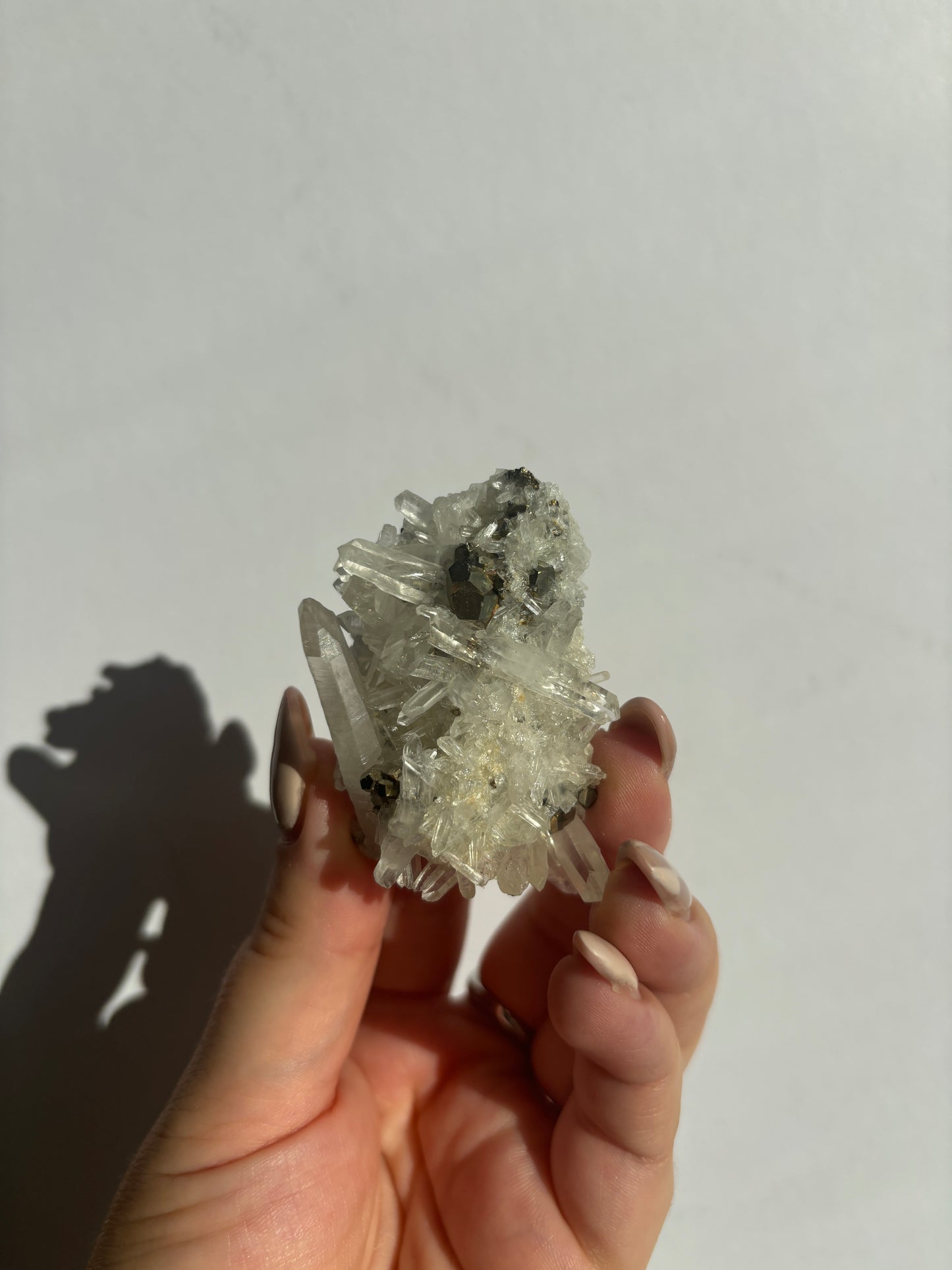 Pyrite in Quartz Cluster