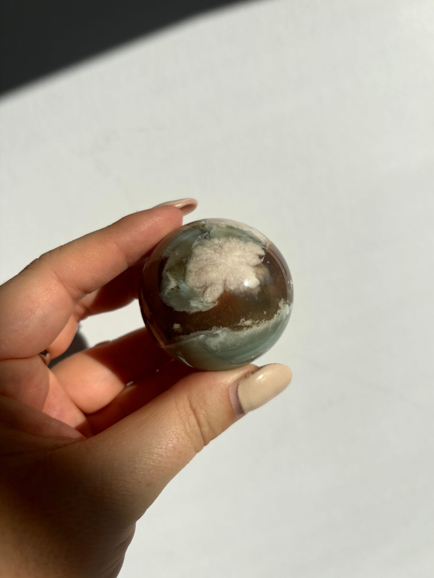 Green Flower Agate Sphere