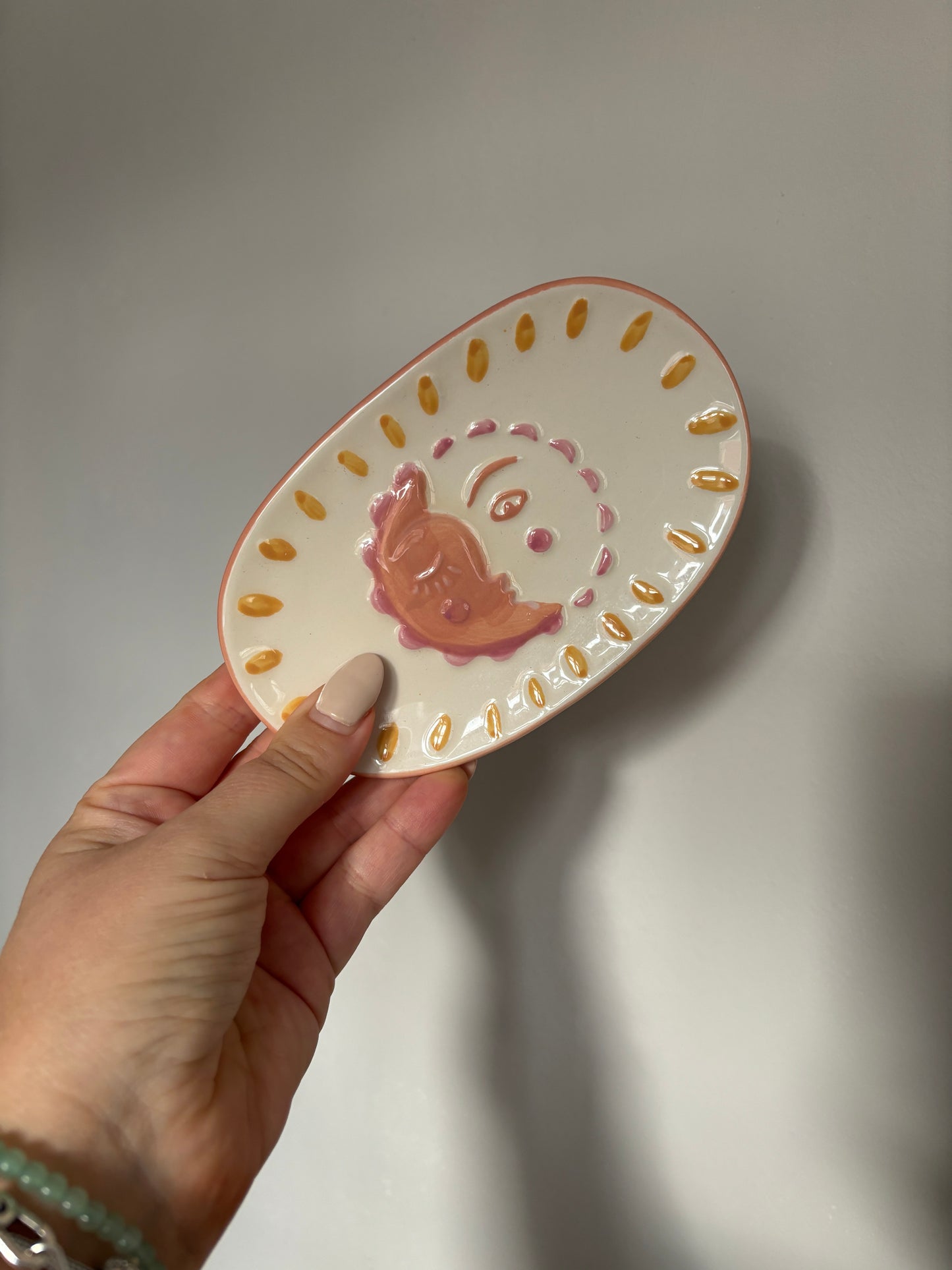 Sun & Moon Face Ceramic Trinket Dish